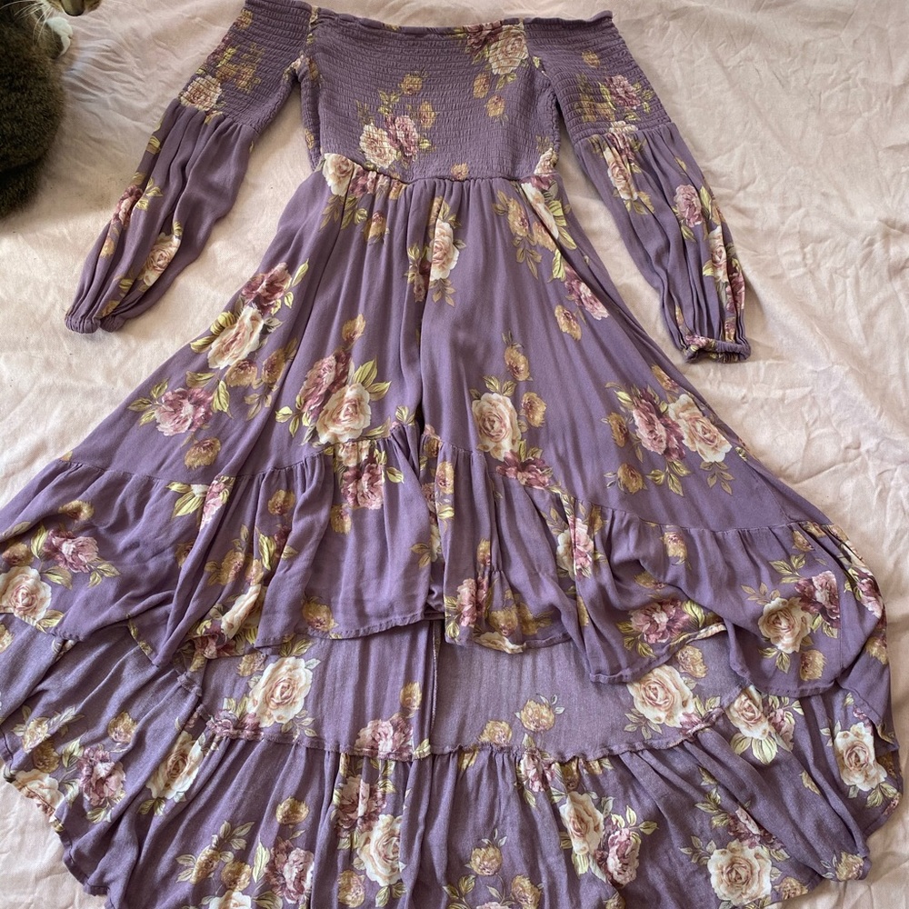 Altar’d State Floral Lavender High-Low Dress